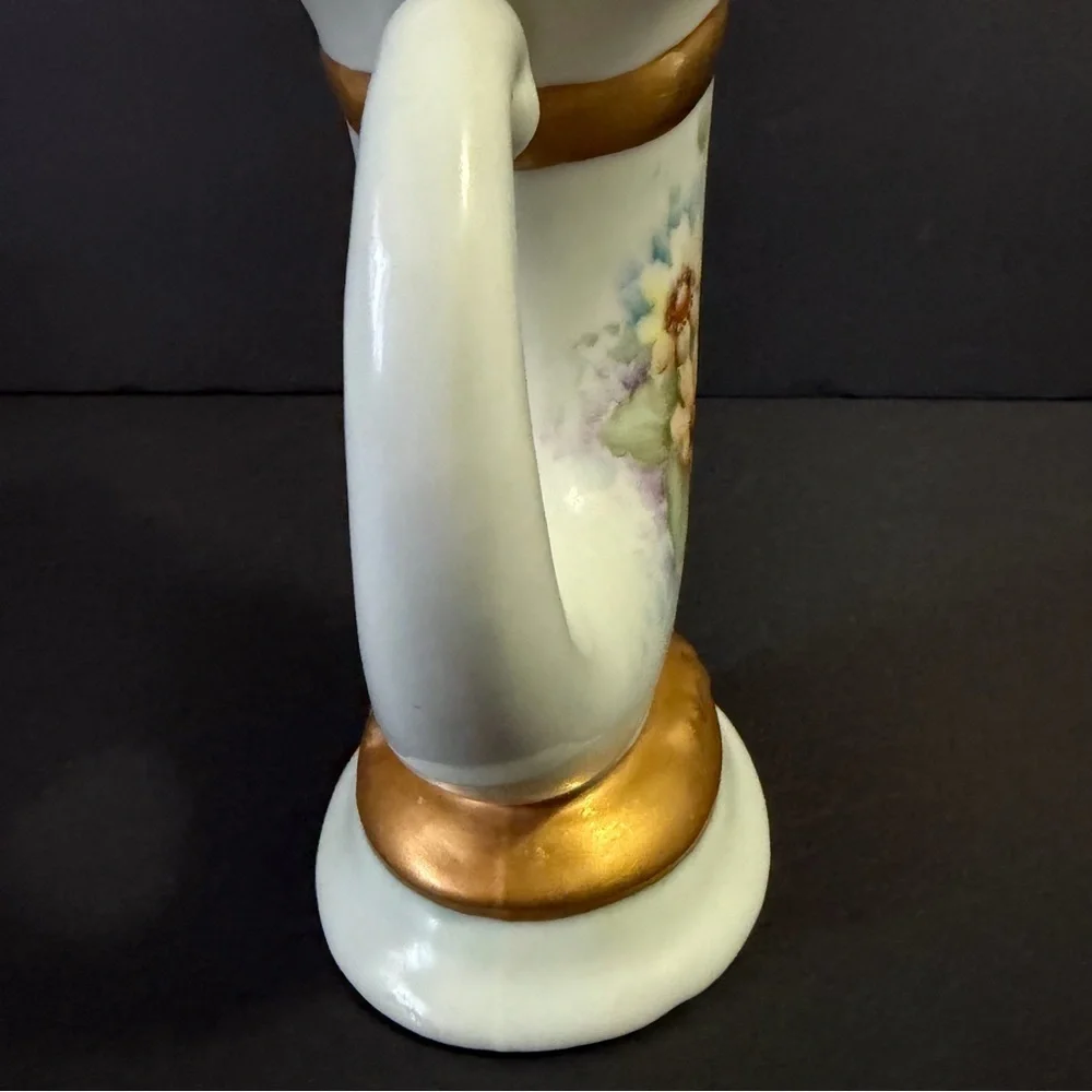 Porcelain Ewer 1886 Aesthetic Pitcher Gilt Floral Creamer Yellow Daisy Royal